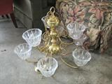 Glass and Brass Chandelier