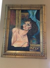 Sophia Loren titled unFramed, note why in second Sophia offering, this is one of many Original Oil paintings, offered for less than the printings sell for!