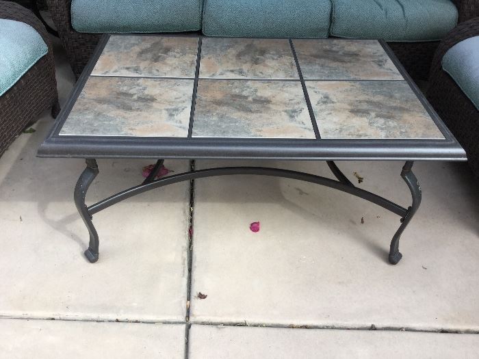 Patio coffee table that matches end tables in patio group