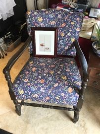 Arm chair with upholstered seat and back, this one owned by Debbie Reynolds