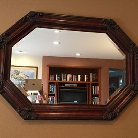 Large wall mirror with quality frame and octagonal beveled mirror 