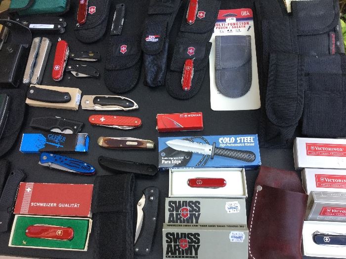 Knives with cases, many new in box, it is that season