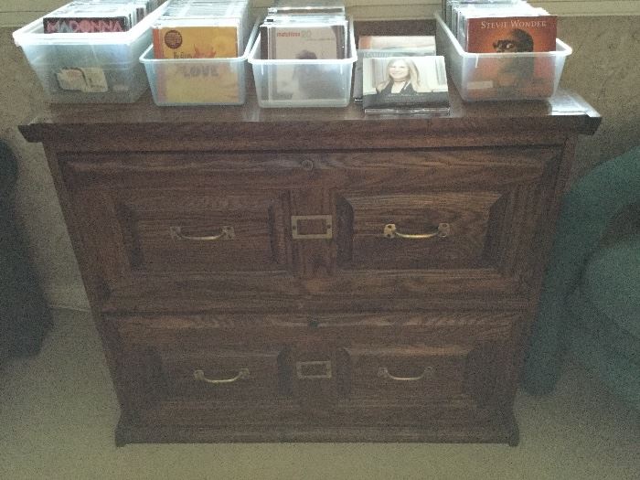 File cabinet, great style for tons of easy access, and some of the CDs for sale