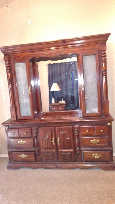Dresser with Attached Mirror and Storage