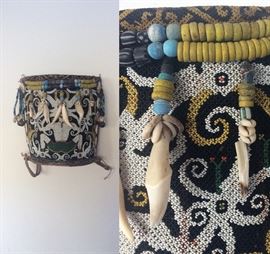 New Guinea tribal art "Dyak beaded baby carrier"