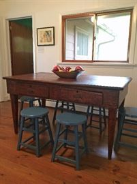 Gorgeous antique farmhouse table - perfect kitchen island!