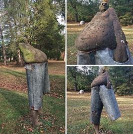 "The Veteran" ceramic and metal contemporary metal sculpture