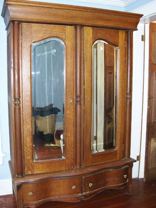 Second antique armoire, larger than the first.  Comes apart to it can be moved - solid oak