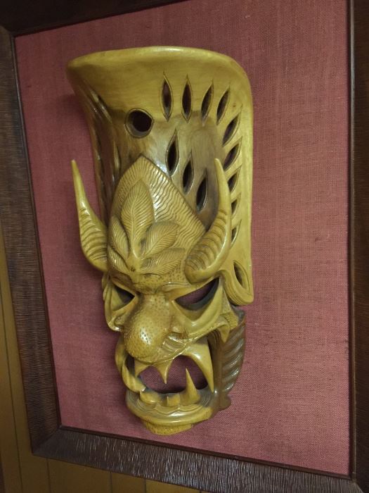 Beautiful large heavy carved mask head wall hanging
