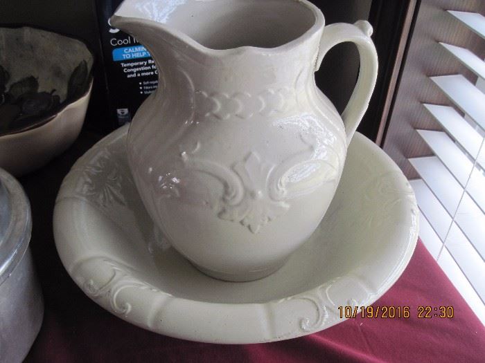 Stone ware wash bowl and pitcher