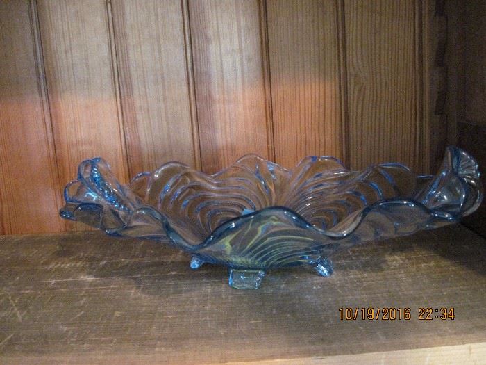 Cambridge blue glass centerpiece bowl