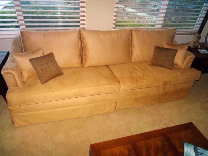 look how this ultra suede sofa can change looks