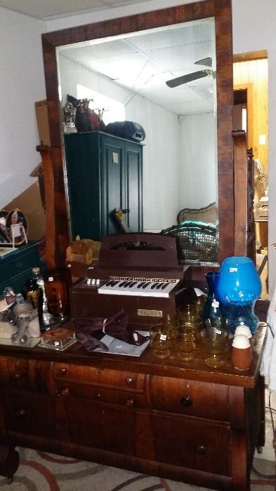 Antique Dresser with Mirror $250 Items on dresser HALF PRICE