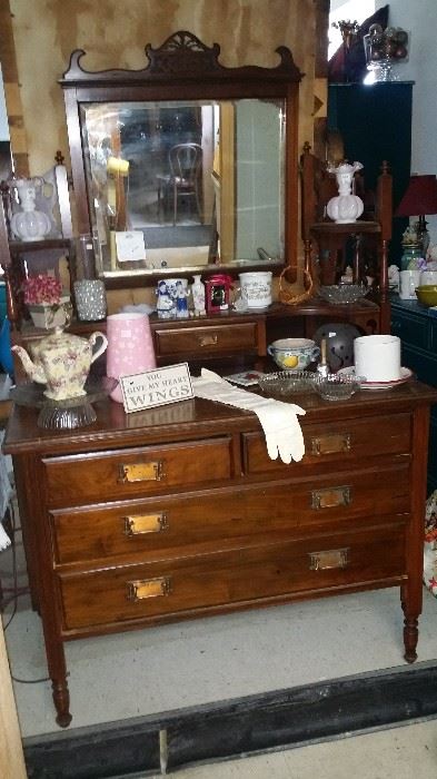Antique Dresser with Shelves $300