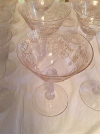 Vintage Heisey ORCHID Etching Crystal Stemware Set