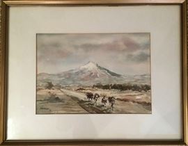 "Popocatepetl", Watercolor by Figueroa, 12"x9"
