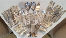 "Rosepoint" Sterling by Wallace, Forks (dinner & salad/desert & cocktail), Knives (place, steak & spreaders), Spoons (tea & soup) & Servers