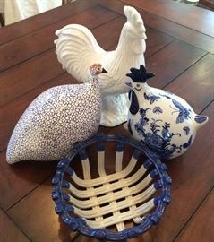 Blue & White Rooster & Hens