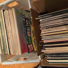 Several boxes full of older records.