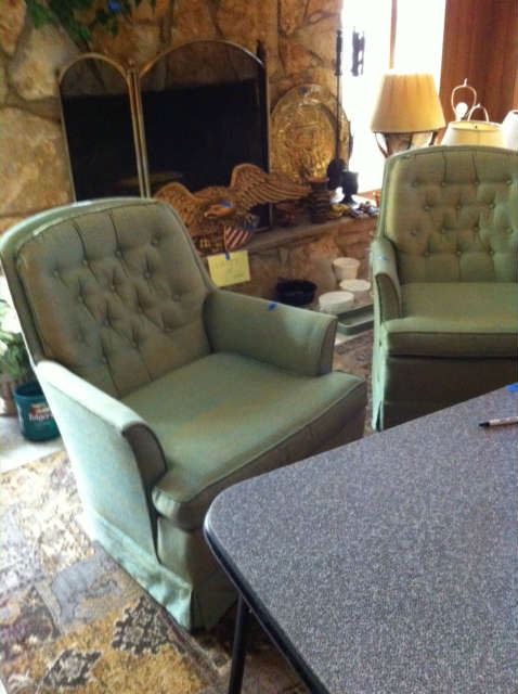 green swivel chairs