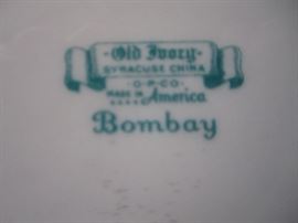 OLD IVORY SYRACUSE CHINA  "BOMBAY"
