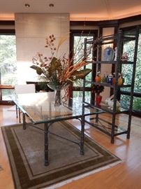 GLASS TOP TABLE AND GLASS SHELVED ETEGER