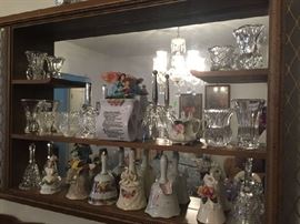 Large collection of crystal vases, bell collection