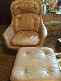 Mid-Century leather chair and ottoman 