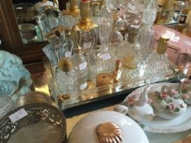 Vanity set, perfume bottle collection