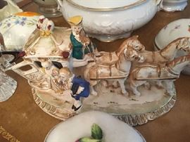 Porcelain horse and carriage 