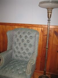 Beautiful Arm Chair and Vintage Pole Lamp