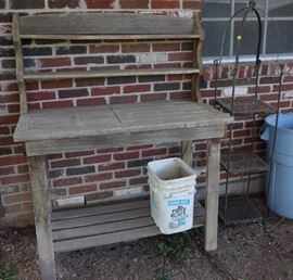 Potting bench and metal rack