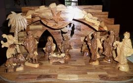 Lovely carved wood Creche from Bethlehem 