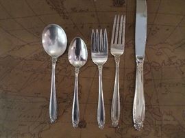 Large Set (109 pieces) of International Sterling Flatware, Prelude Pattern. Many, many serving pieces plus a Chest with Stand