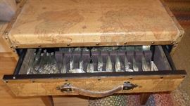 Chest with Stand full of Sterling Flatware