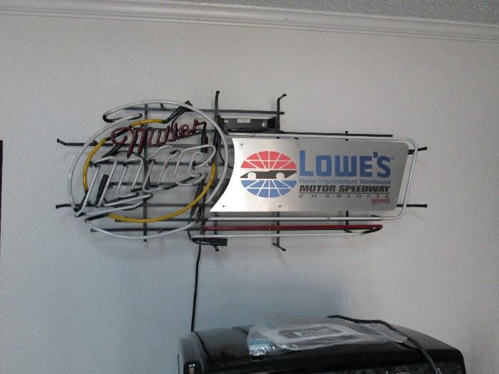 Miller Lite Lowe's Motor Speedway neon sign