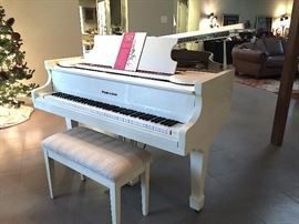 * Schafer & Sons White Baby Grand Piano.