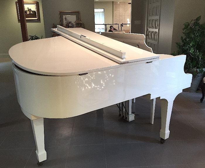 * Schafer & Sons White Baby Grand Piano..