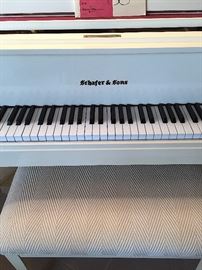 * Schafer & Sons White Baby Grand Piano..