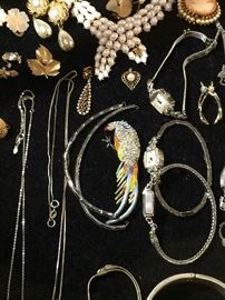 ~Jewelry Names: Giovanni, Bergamot, Bulova, Reinad, Croton,
Whittnauer, Napier, Jomaz, Richelieu, Trifari, Trifari Crown, Krementz, BM, Lenox and Uncas (w/ Arrow).. also Florenta Of California, Kenneth J. Lane, Paolo Gucci, Miriam Haskell and J.J.. a Piaget "Dancer" 18K Uni-Sex Watch (NOT KEPT on Premises) to Rodenstock "Supersonic" Sunglasses. Some Sterling Silver, Carved Bone to Native American Indian and Jewel Art.
