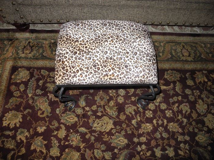 Leopard print footstool