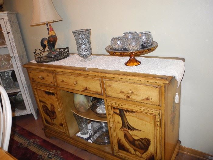 Rooster design sideboard