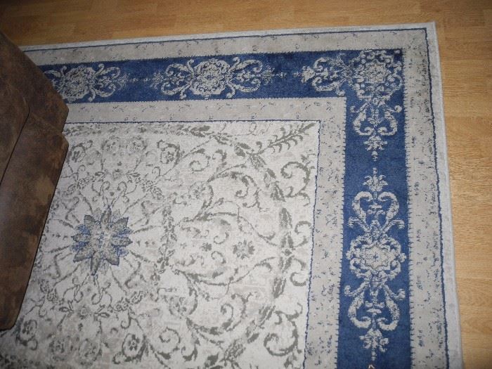 Blue and white rug