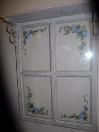 Painted glass window with top shelf