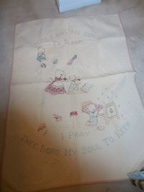 Vintage Cross Stitched Baby Quilt