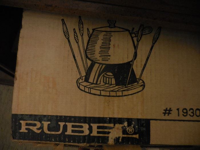 Rubel Mid Century Fondue Set with Original Box