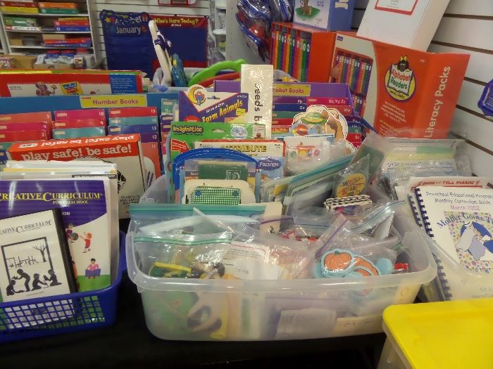 Allow lots of time to sift thru totes!  We've packed in many 'teacher treasures' - all organized and ready for you to take home:)