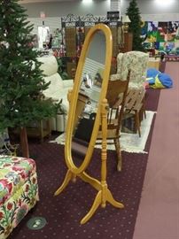 Free standing Oak mirror (and 'pencil' tree!)