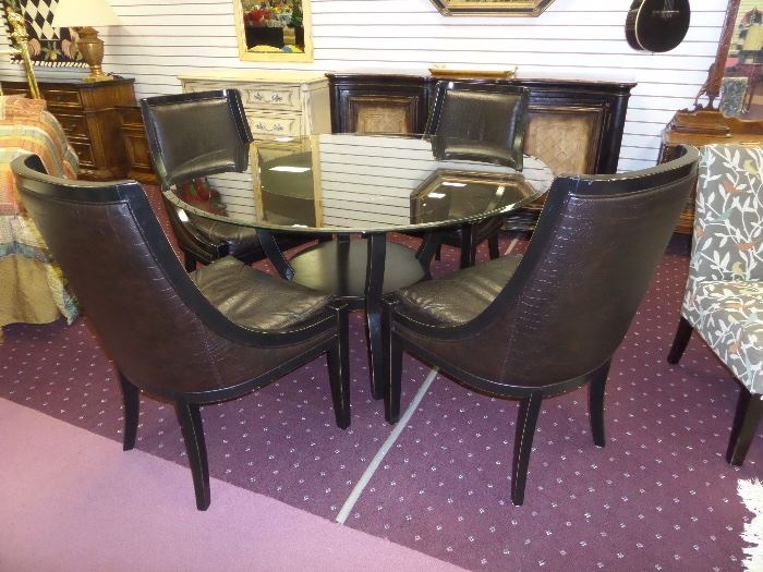 Nice glass top dining table and chairs.