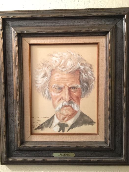 Original watercolor by Joe Grandee Art. Mark Twain.